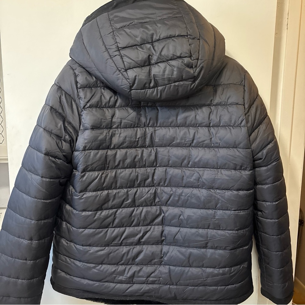 NWT Rebecca Minkoff Black Reversible Faux Fur Hooded Puffer Jacket Size M Medium - Picture 12 of 12